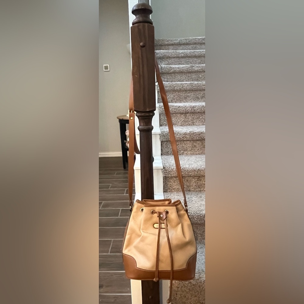 ESPRIT Vintage Y2K Brown and Tan Crossbody Bucket Bag Good Condition - Picture 4 of 12